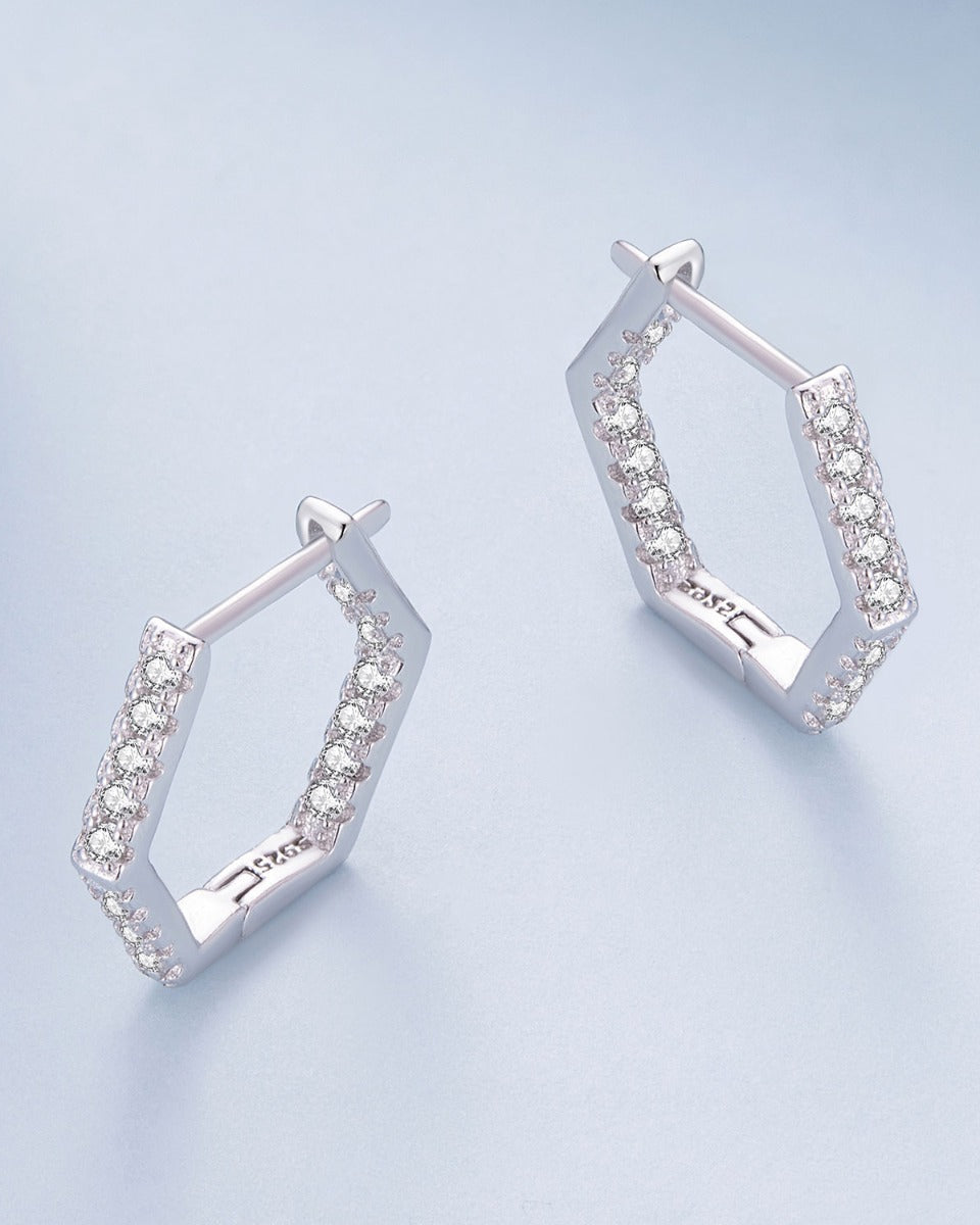 Cercei din Argint Hexagonal Elegance