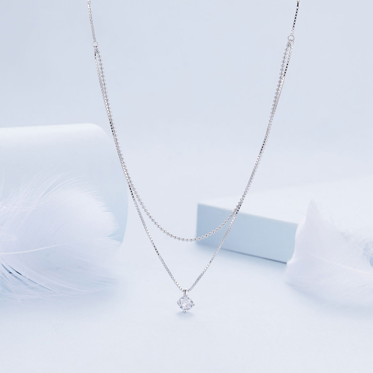 Pandantiv cu Lantisor din Argint Shining Double Layer