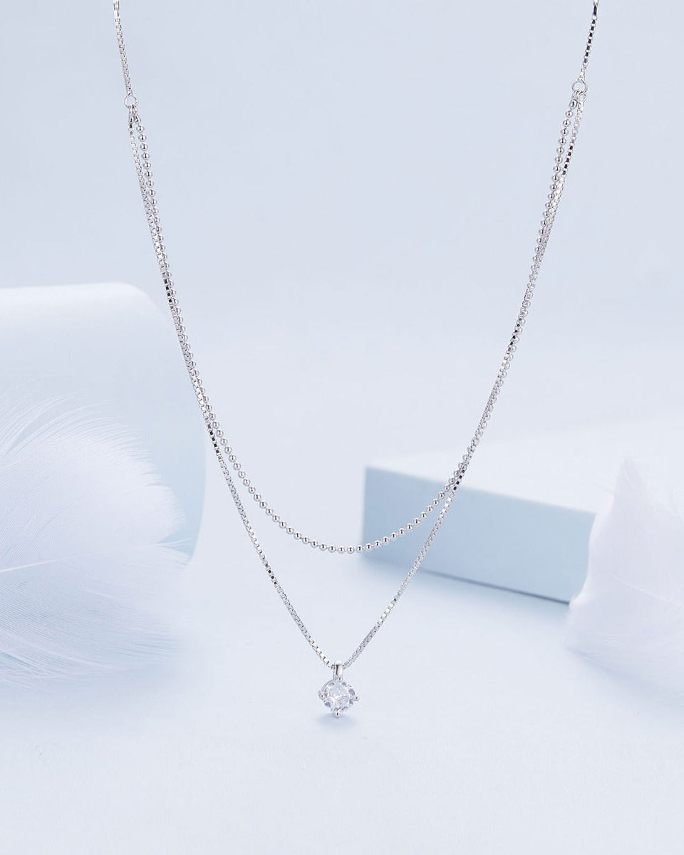 Pandantiv cu Lantisor din Argint Shining Double Layer