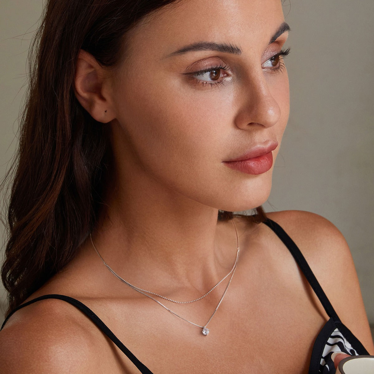 Pandantiv cu Lantisor din Argint Shining Double Layer