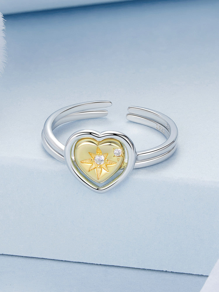 Inel din Argint Celestial Heart Duo