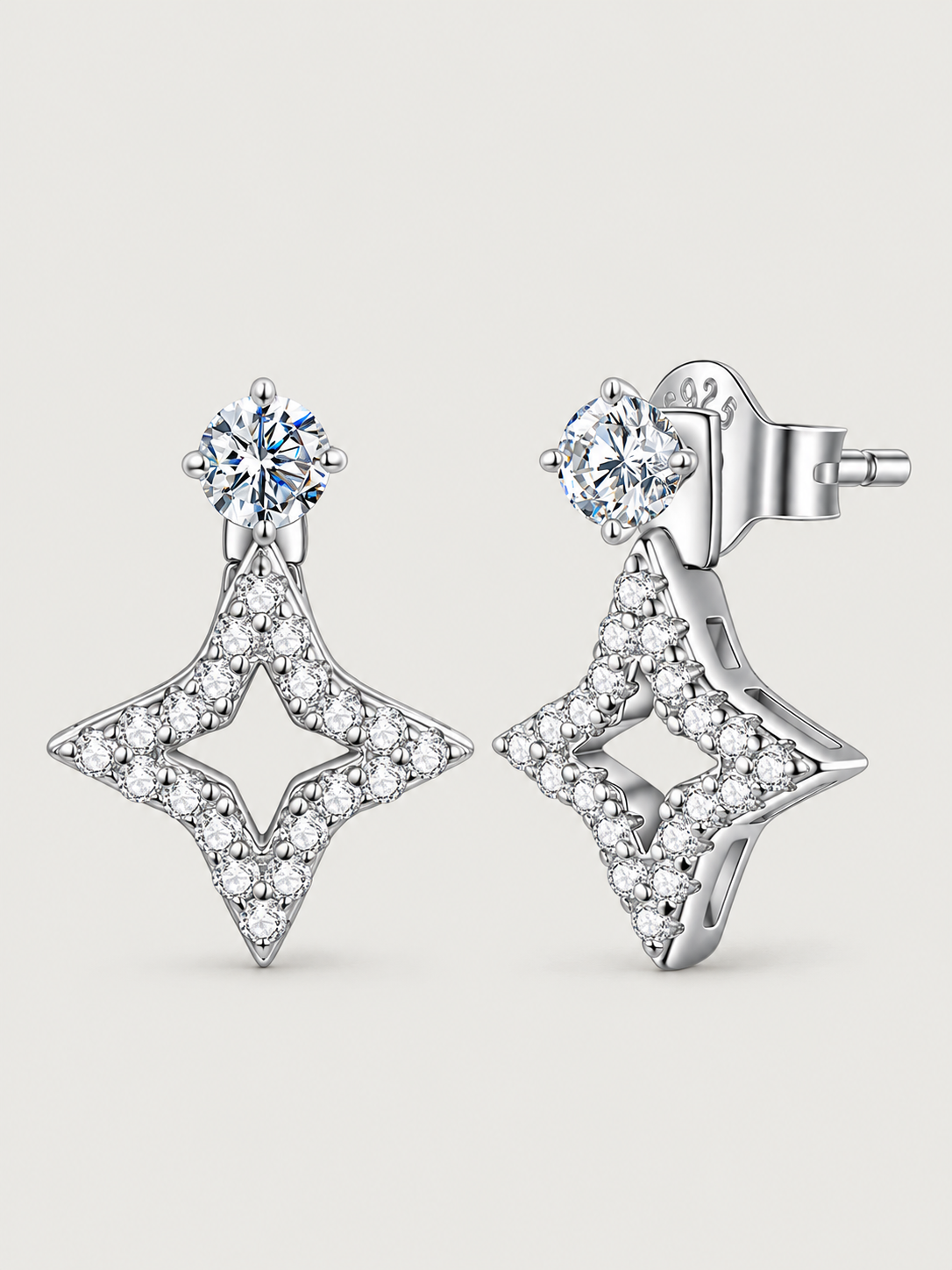 Cercei din argint cu moissanite 3 stiluri