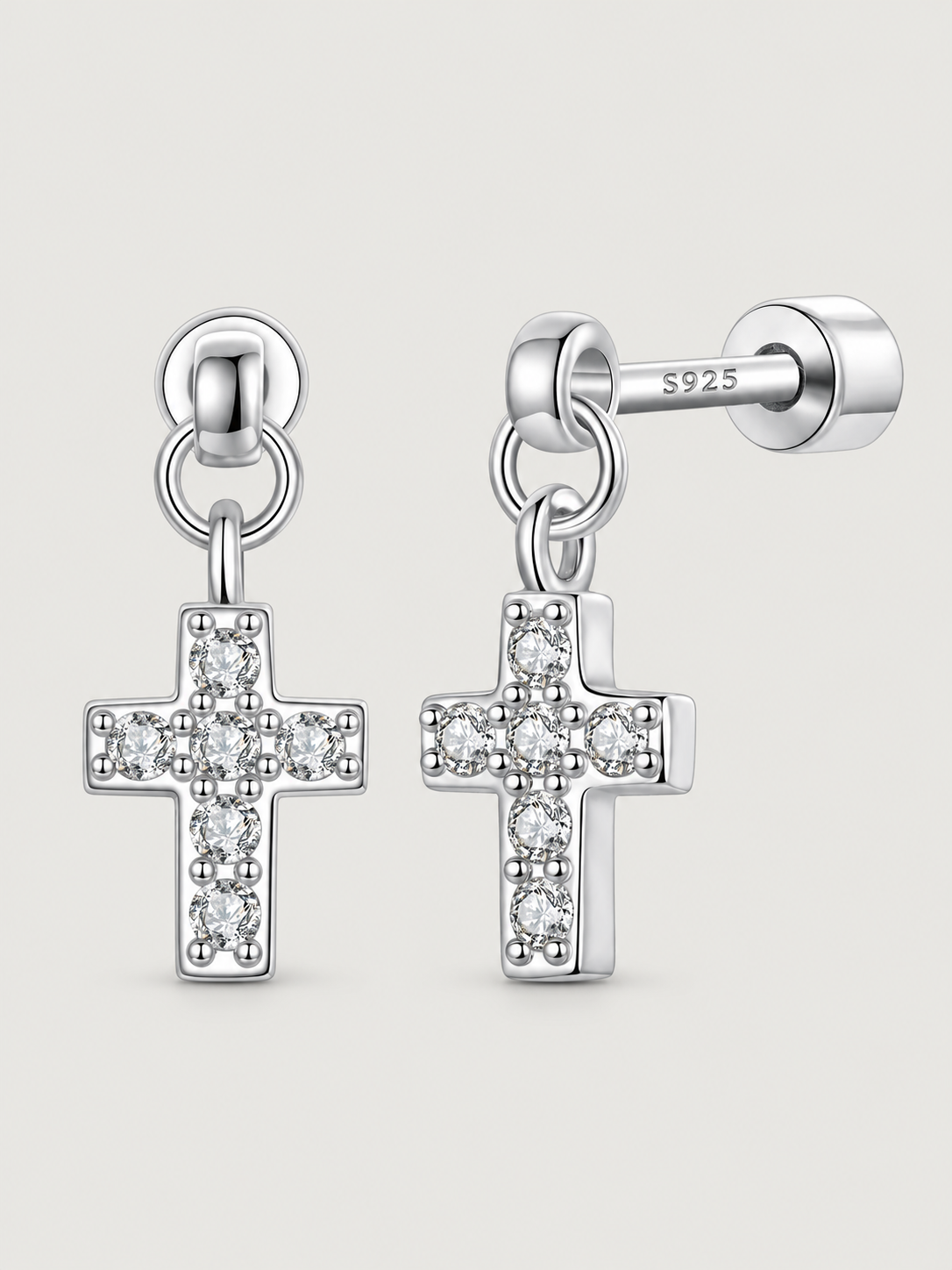 Cercei din argint 925 Cross Sparkle cu pandantiv cruce si zirconii