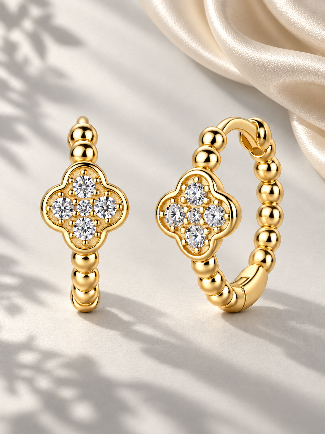 Cercei din Argint 925 Gold cu Motiv Clover