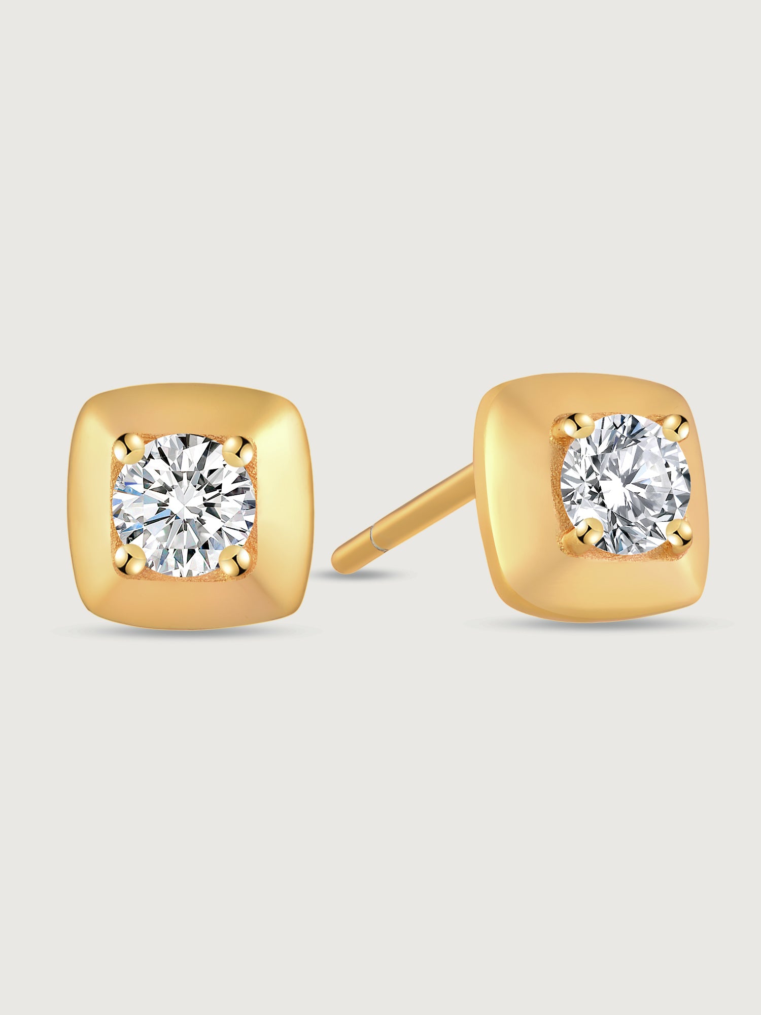 Cercei din argint 925 Gold Cushion Radiance cu design cushion auriu