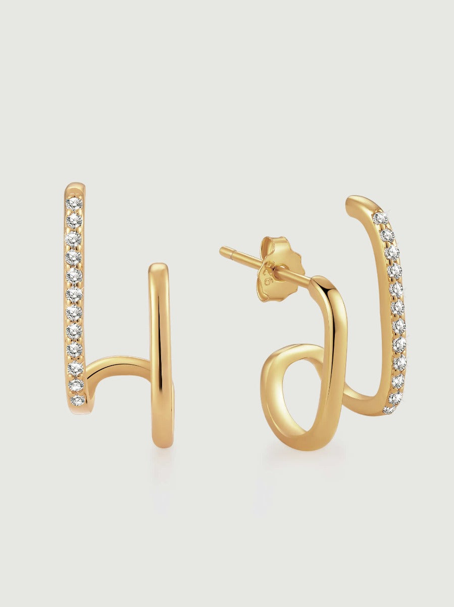 Cercei din argint 925 aurii Twist of Light cu zirconii