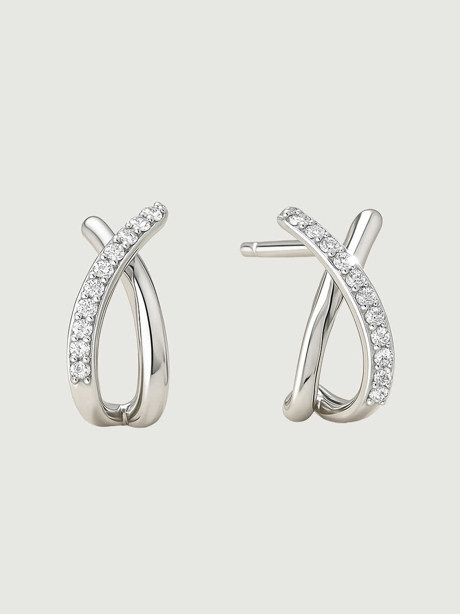 Cercei din argint 925 Lustrous Arc cu zirconii