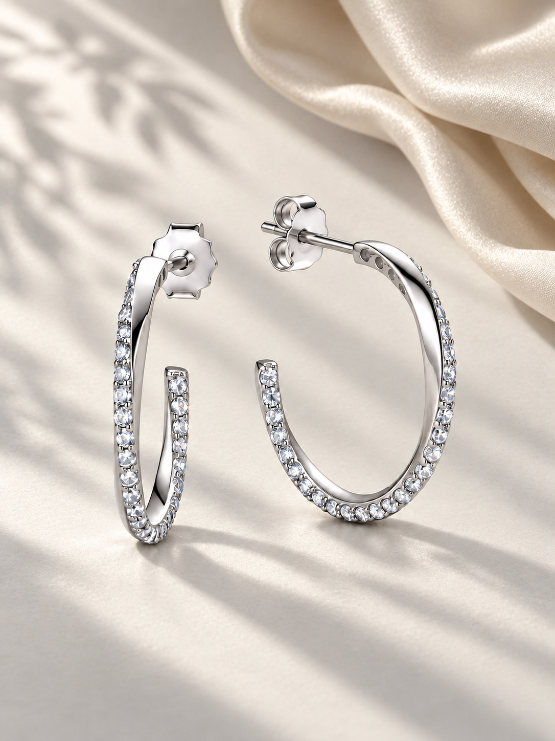 Cercei din Argint 925 Silver cu Moissanite Hoops