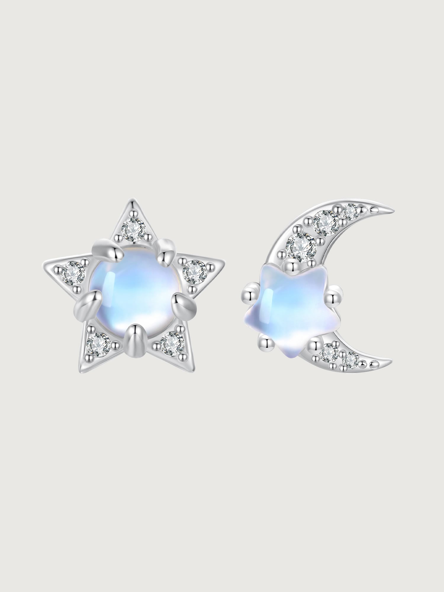 Cercei din argint 925 cu stea și lună model Moonlit Harmony