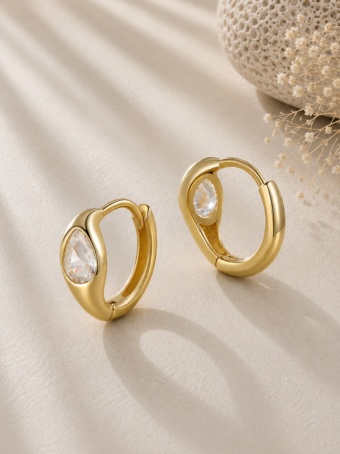 Cercei din argint placați cu aur galben 18K Golden Essence