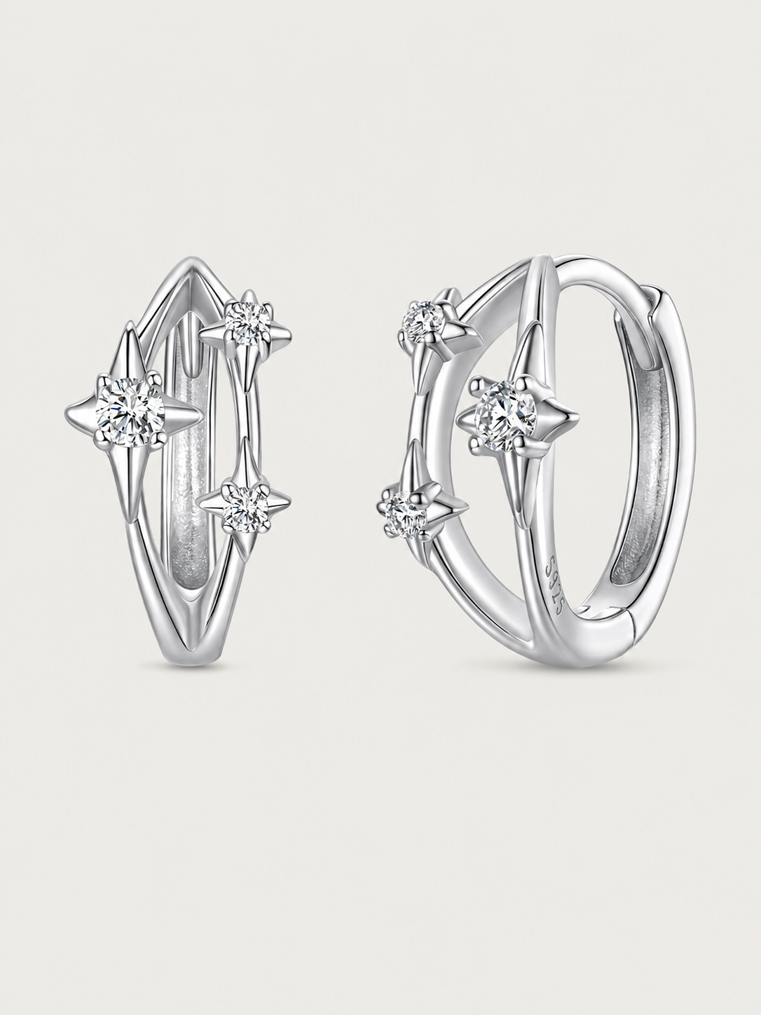 Cercei din Argint Celestial Spark Hoops cu zirconii 5A