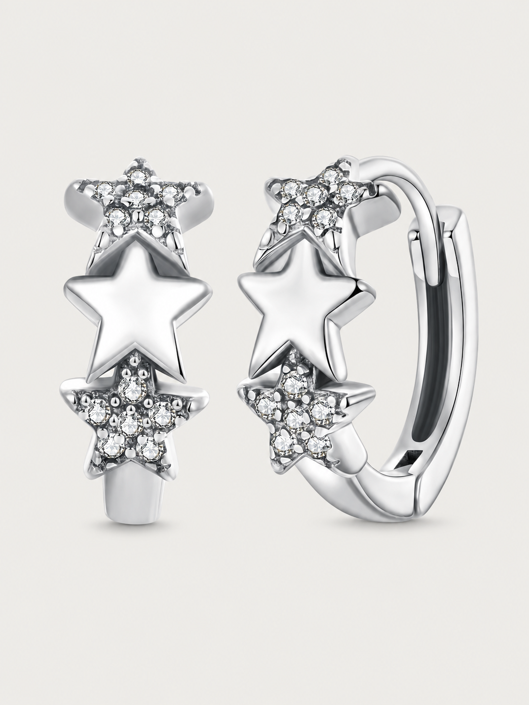 Cercei din Argint Celestial Stars Hoops cu zirconii