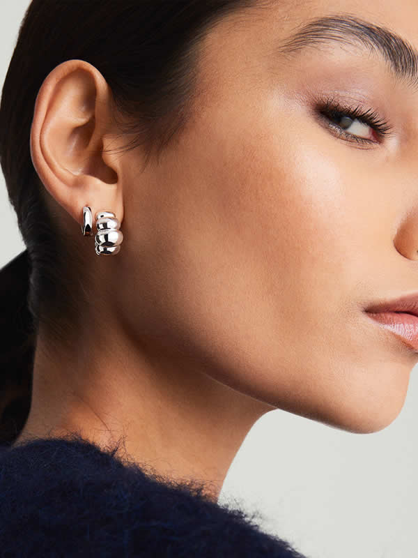 Cercei argint chunky hoop design modern