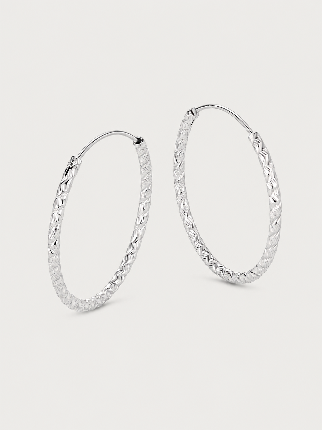 Cercei din Argint Crystal Cut Hoops placat cu Aur Alb 18K