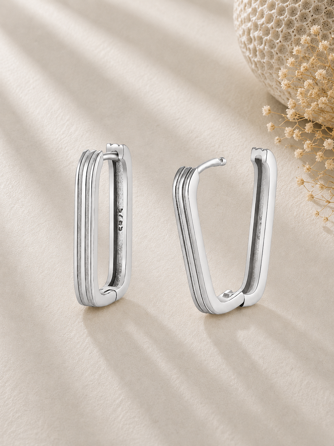Cercei din argint design geometric statement