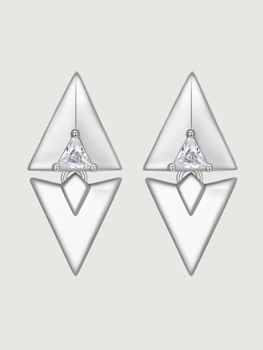 Cercei din argint Geo Luxe cu design geometric și zirconii 5A