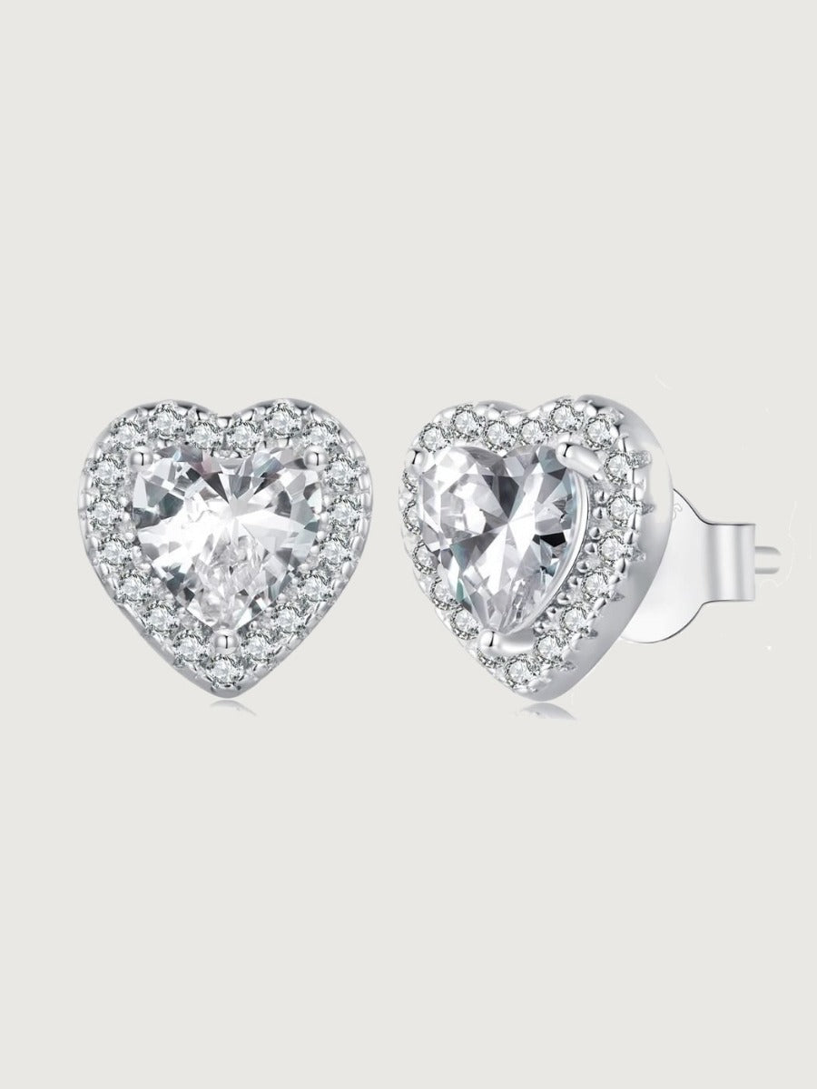 Cercei din argint Heart Halo Spark cu zirconii premium 5A
