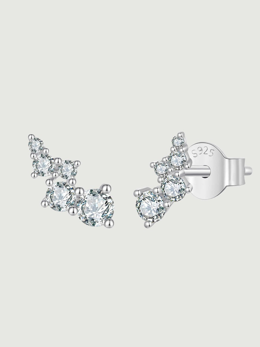 Cercei din argint Moissanite Celestial Climber cu certificat GRA