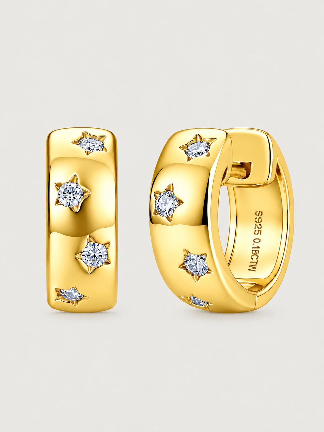 Cercei din Argint Moissanite Gold Celestial Glow