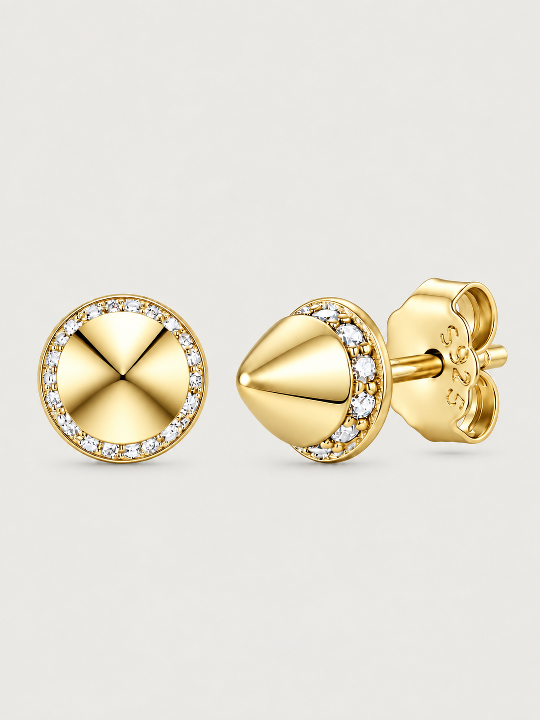 Cercei din Argint Moissanite Gold Halo Spike