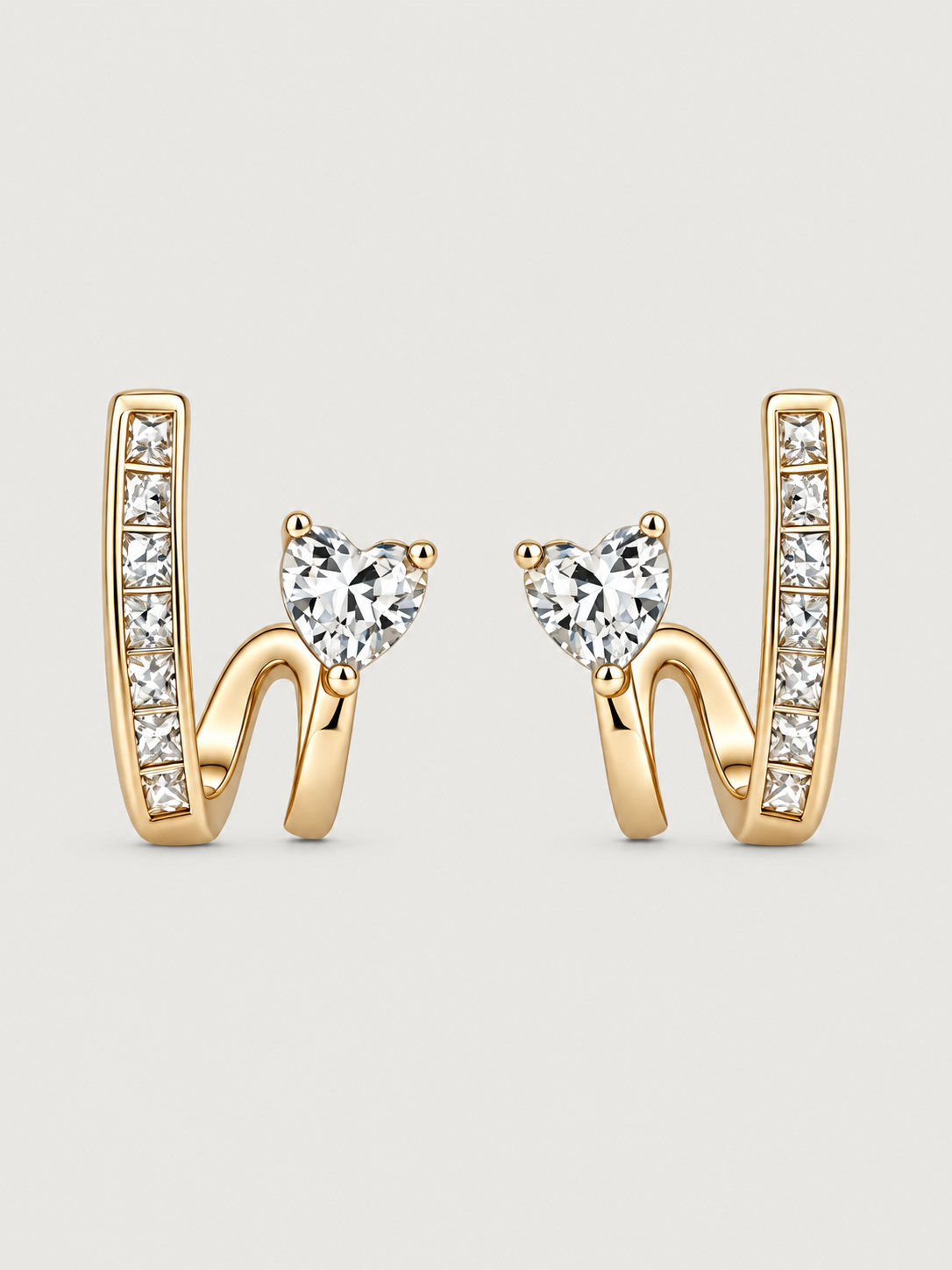 Cercei din Argint Moissanite Gold Heartline