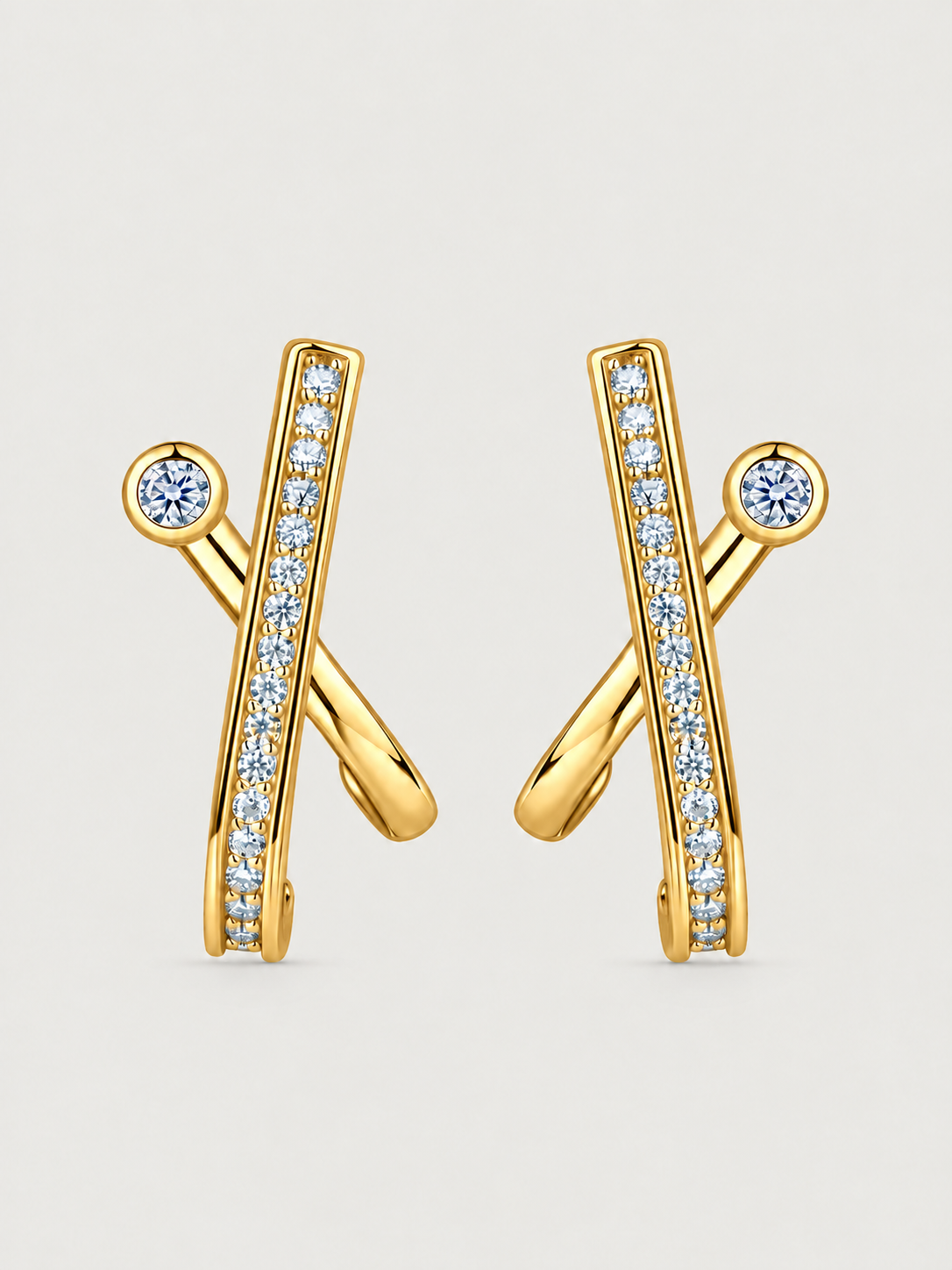 Cercei din Argint Moissanite Gold Linear Glow