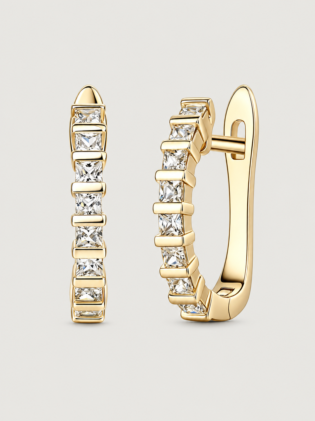 Cercei din Argint Moissanite Gold Princess Line