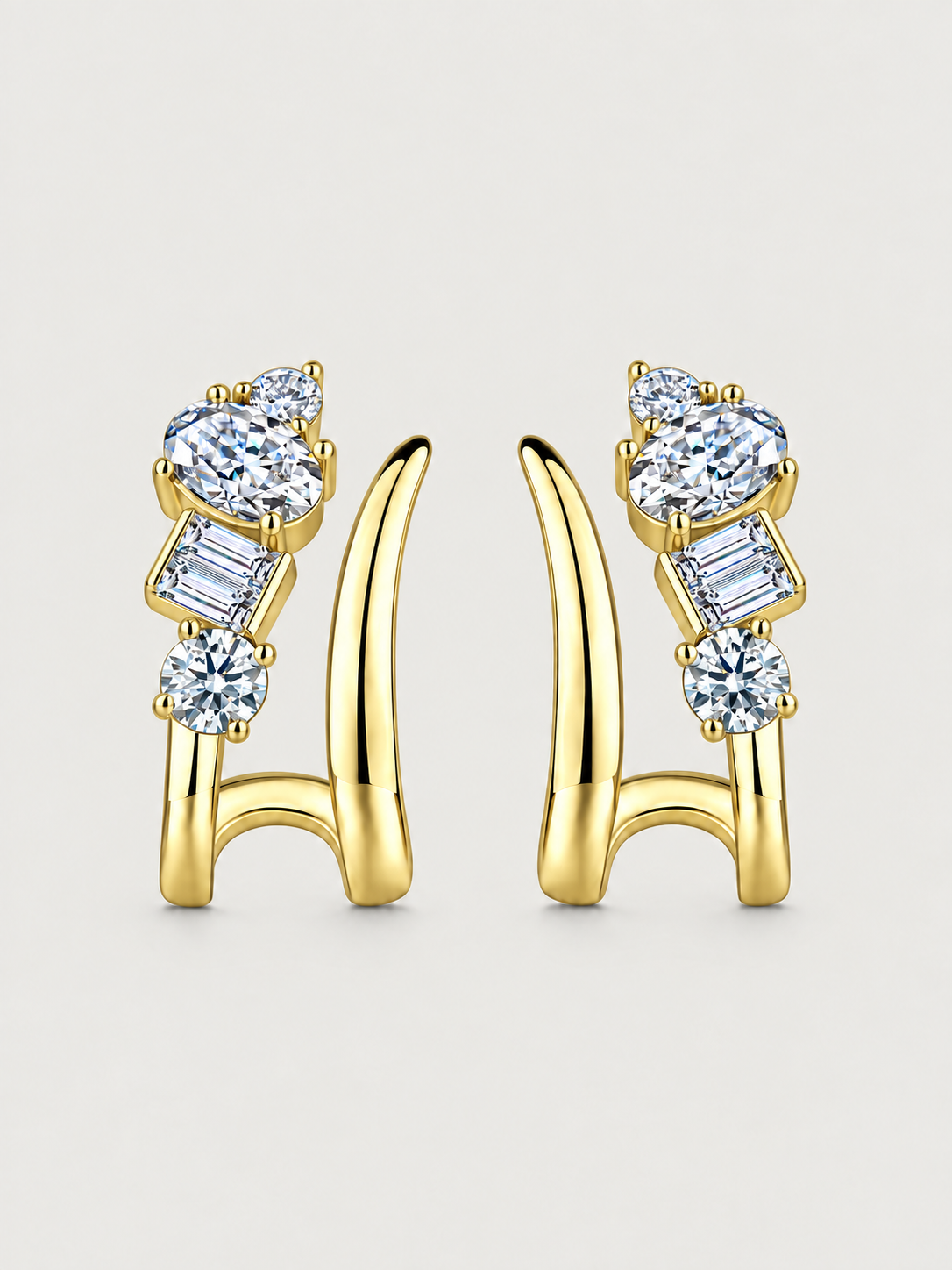 Cercei din Argint Moissanite Gold Sculpted Orbit