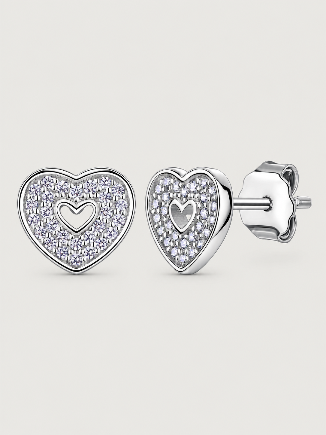 Cercei din Argint Moissanite Heart Within Argintii