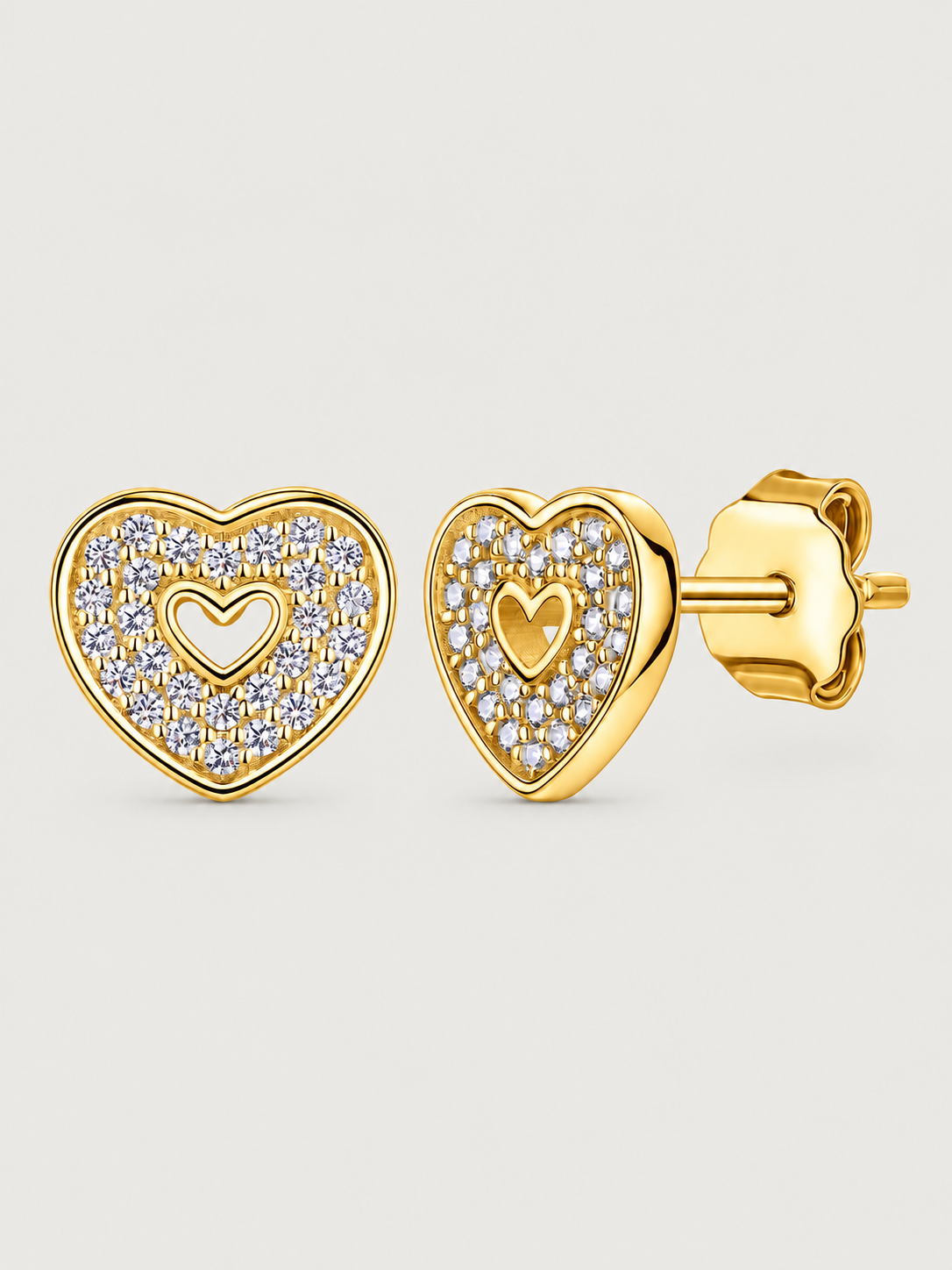 Cercei din Argint Moissanite Heart Within Aurii