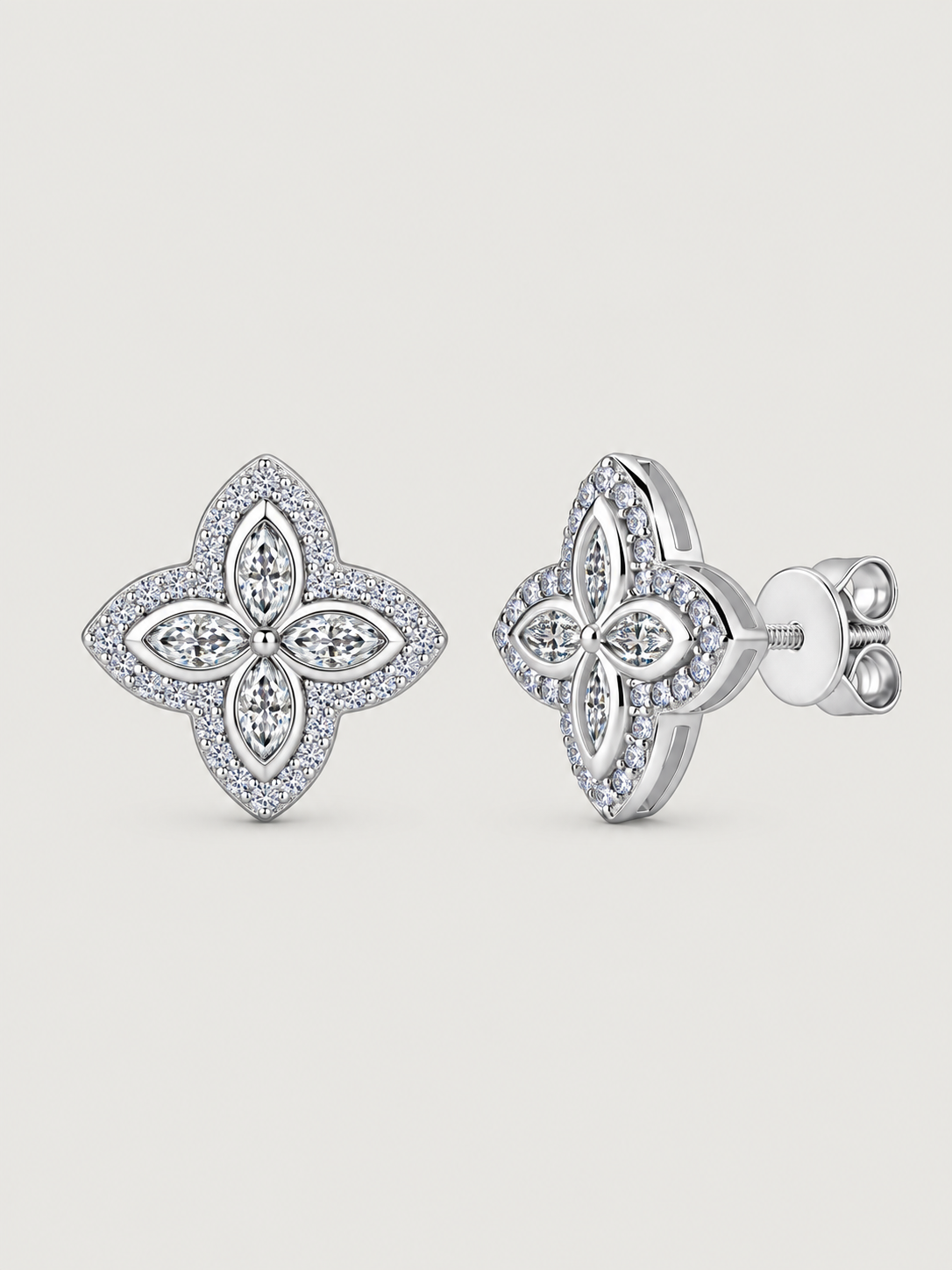 Cercei din Argint Moissanite Silver Celestial Bloom