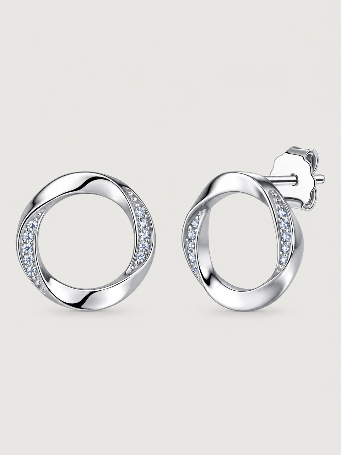 Cercei din Argint Moissanite Silver Eternal Orbit