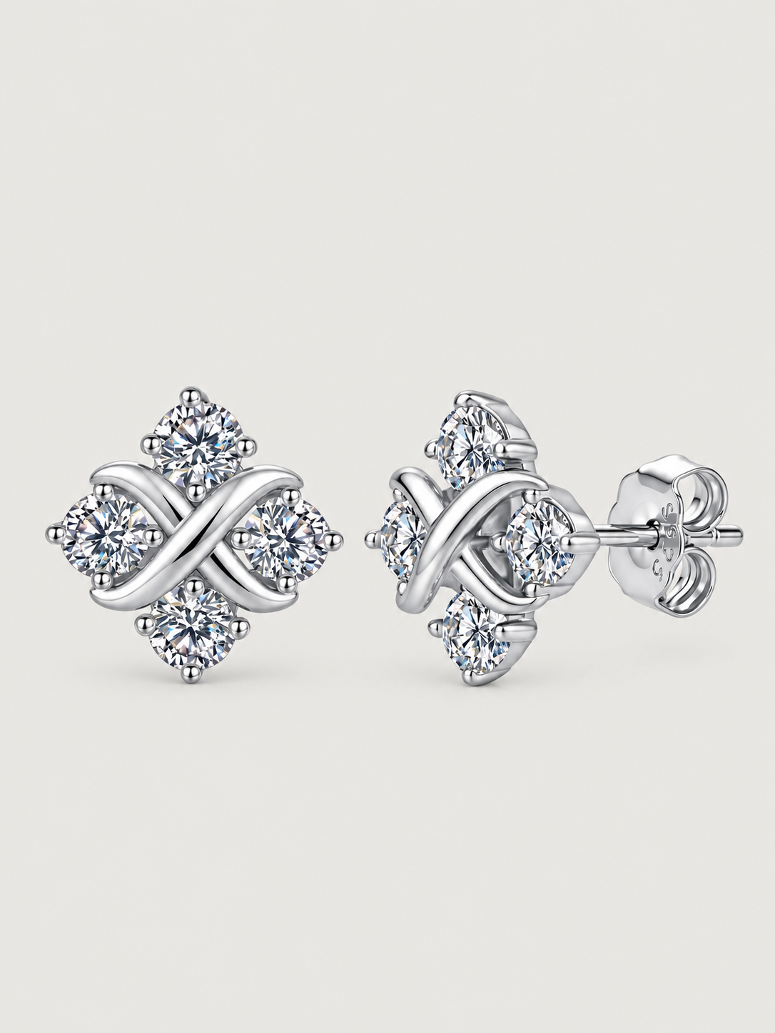 Cercei din Argint Moissanite Silver Infinity Bloom