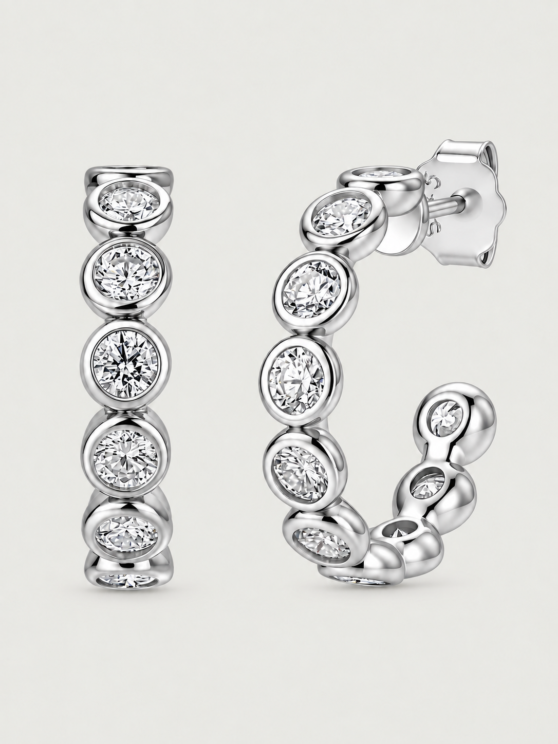 Cercei din Argint Moissanite Silver Orbit Line