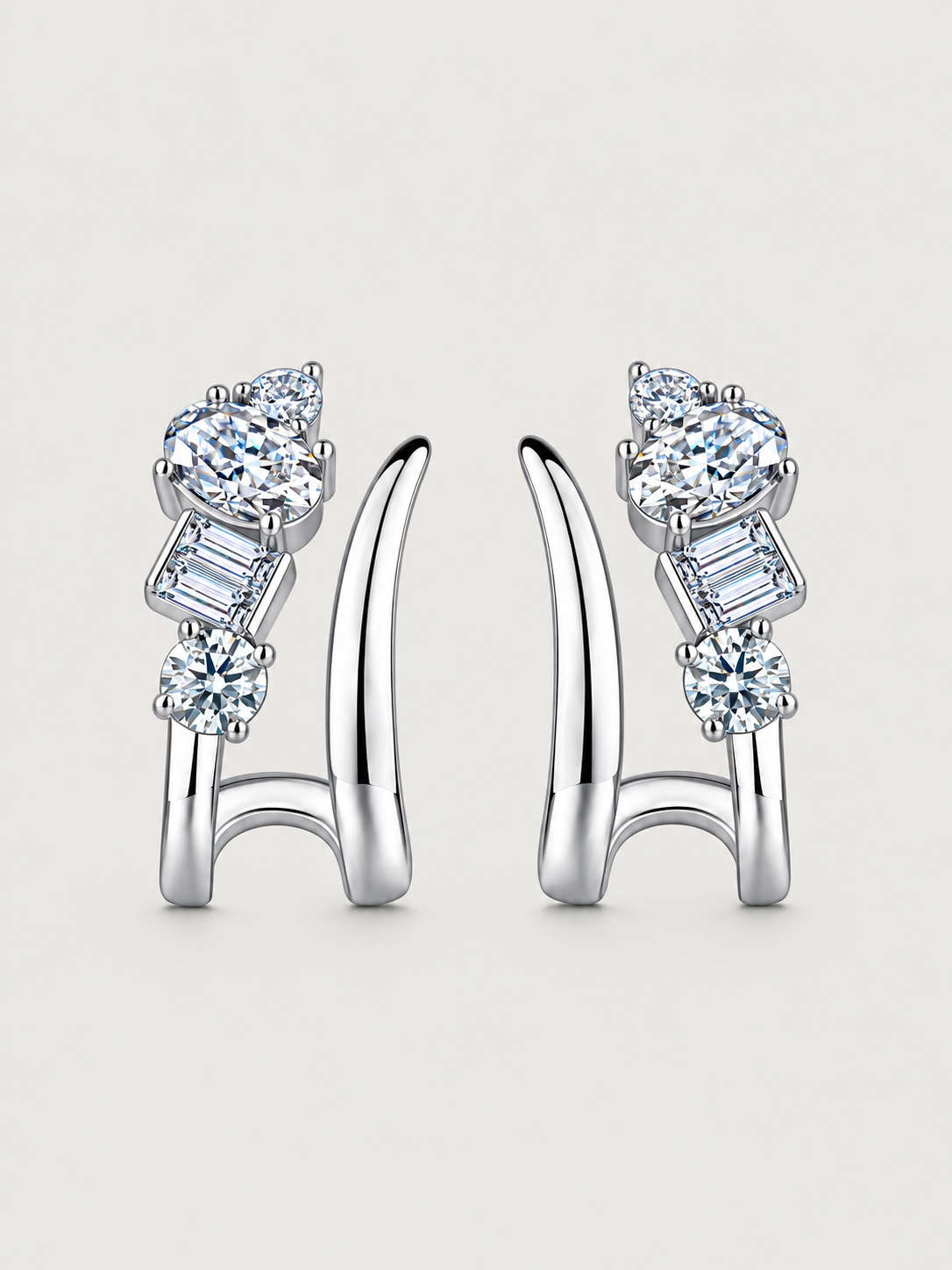 Cercei din Argint Moissanite Silver Sculpted Orbit