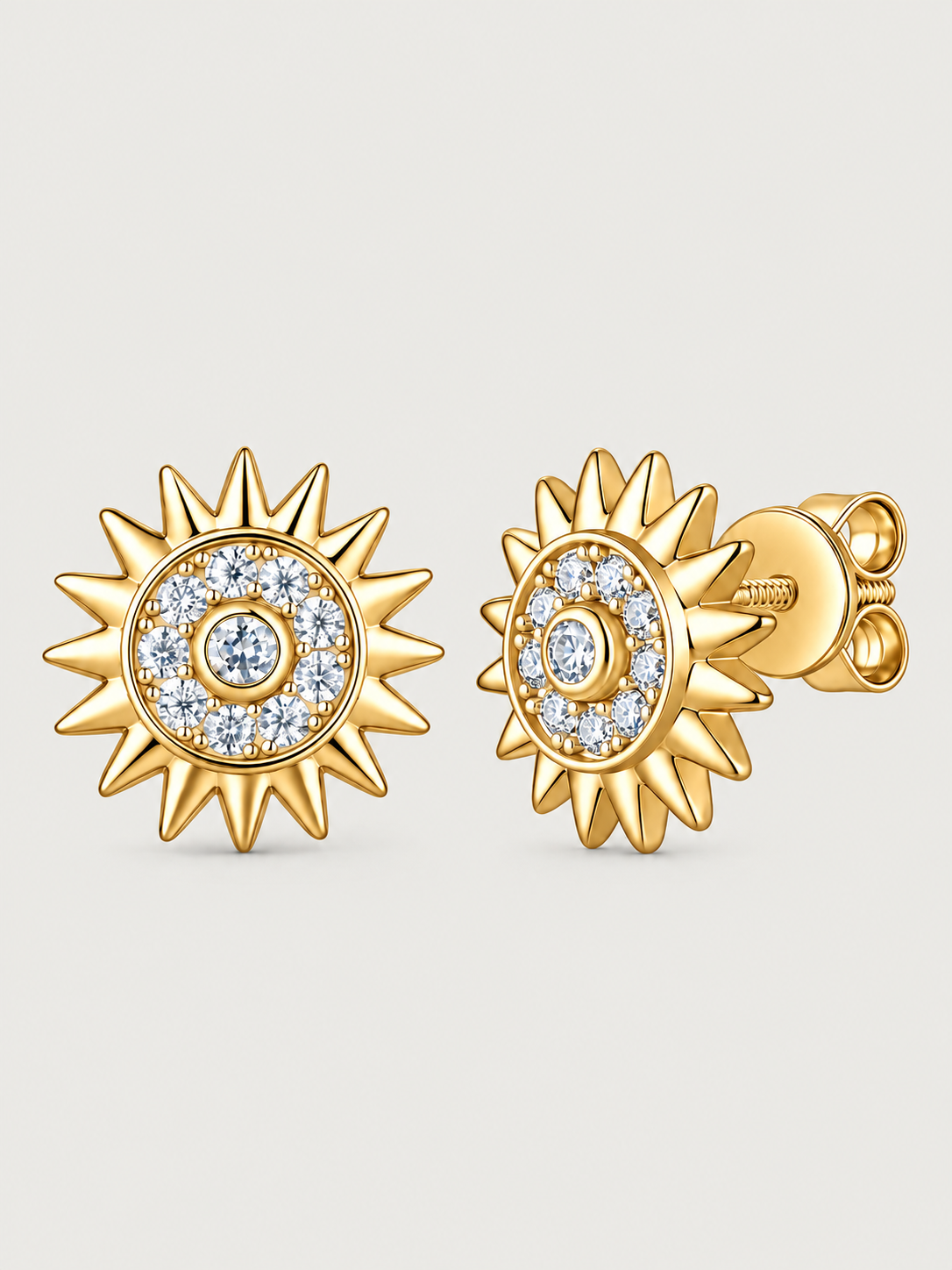 Cercei din Argint Moissanite Solar Radiance Aurii