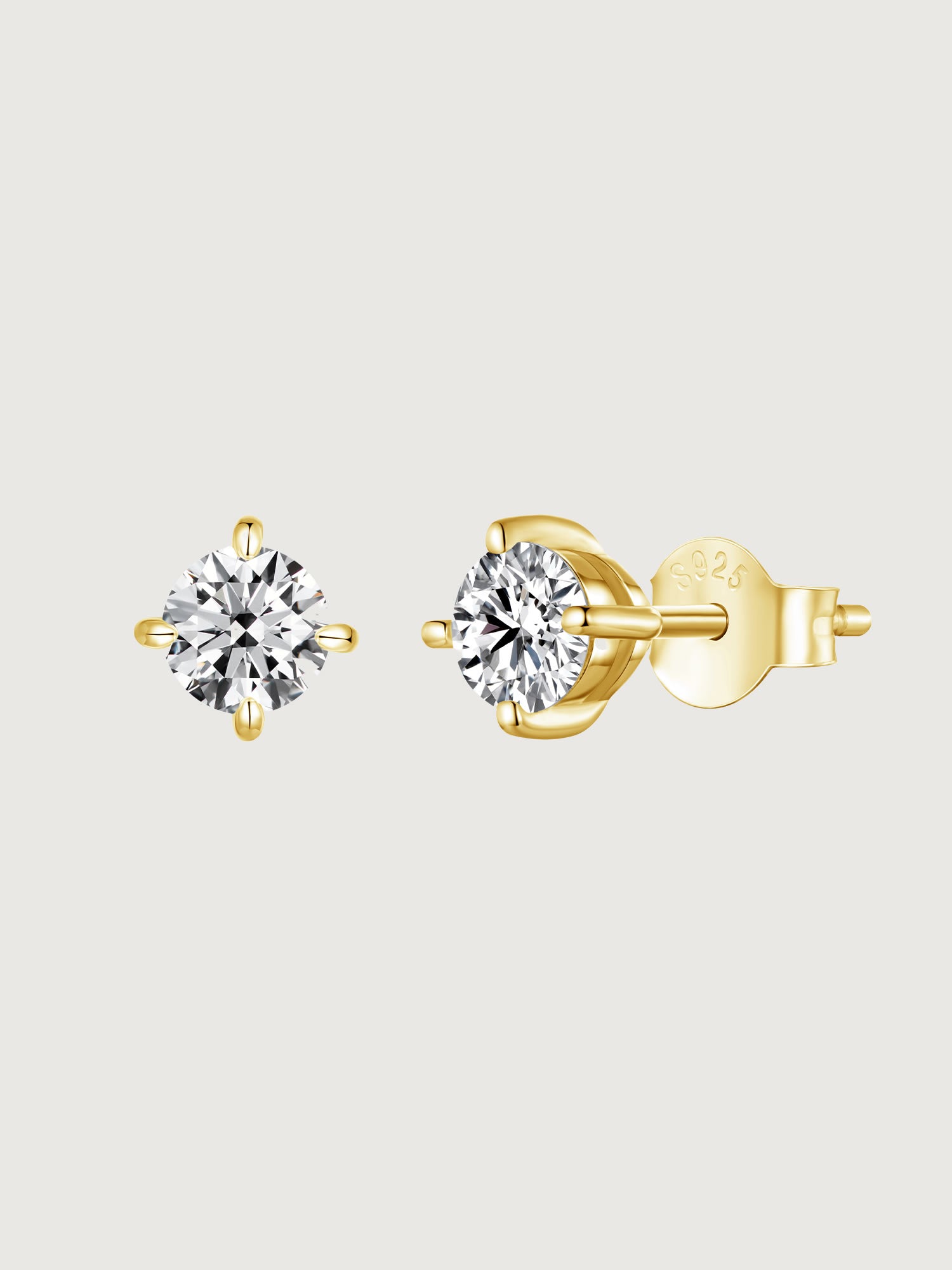 Cercei din argint cu moissanite tip solitaire
