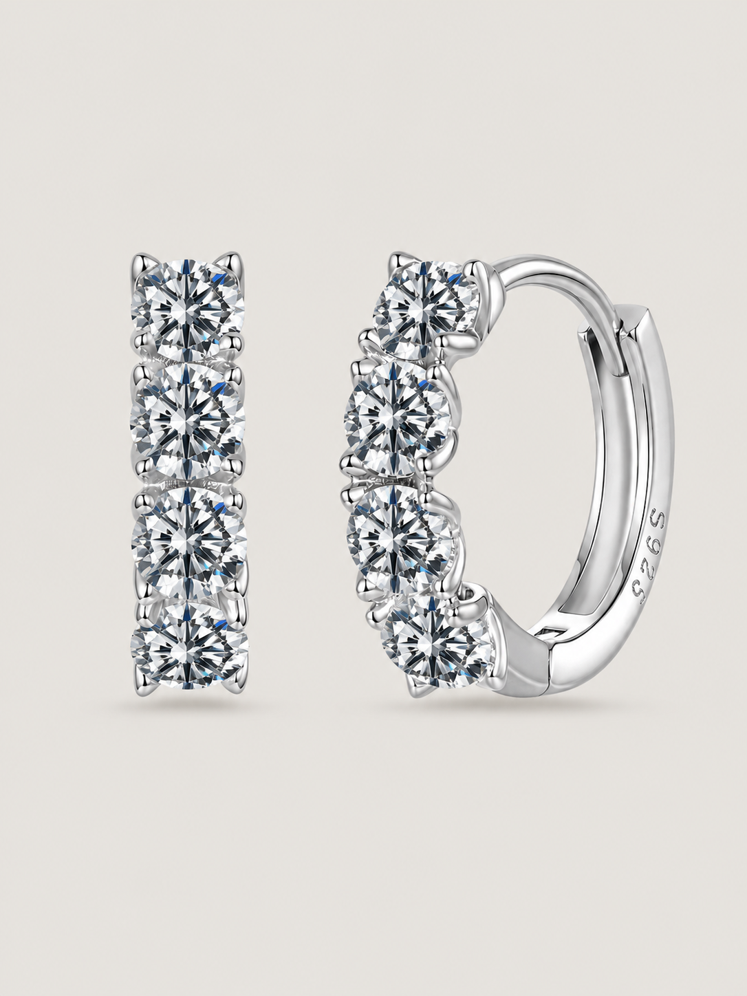 Cercei din Argint cu Moissanite Sparkling Hoop