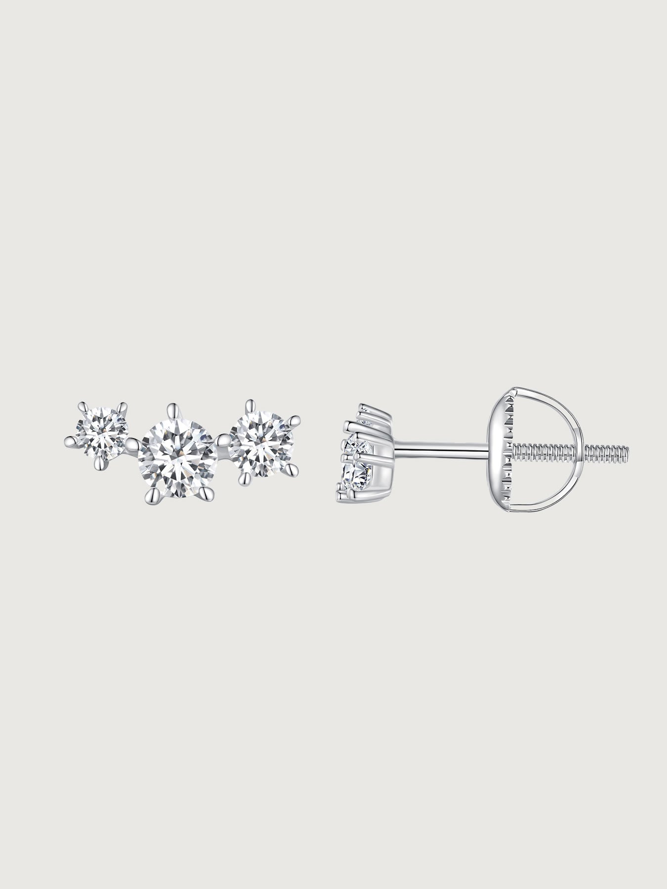 Cercei din argint cu 3 pietre moissanite
