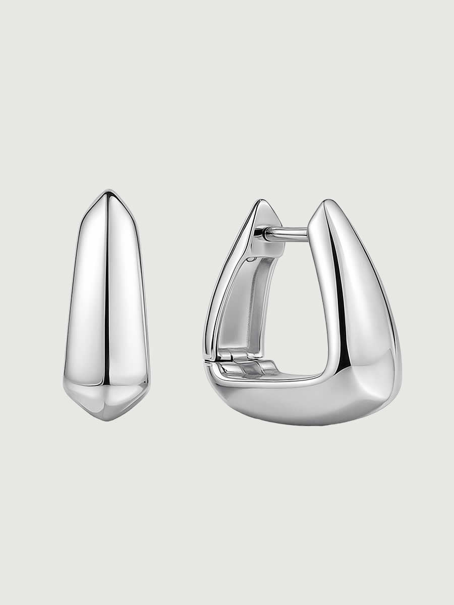 Cercei din argint Silver Architectural Grace placați cu aur alb 18K