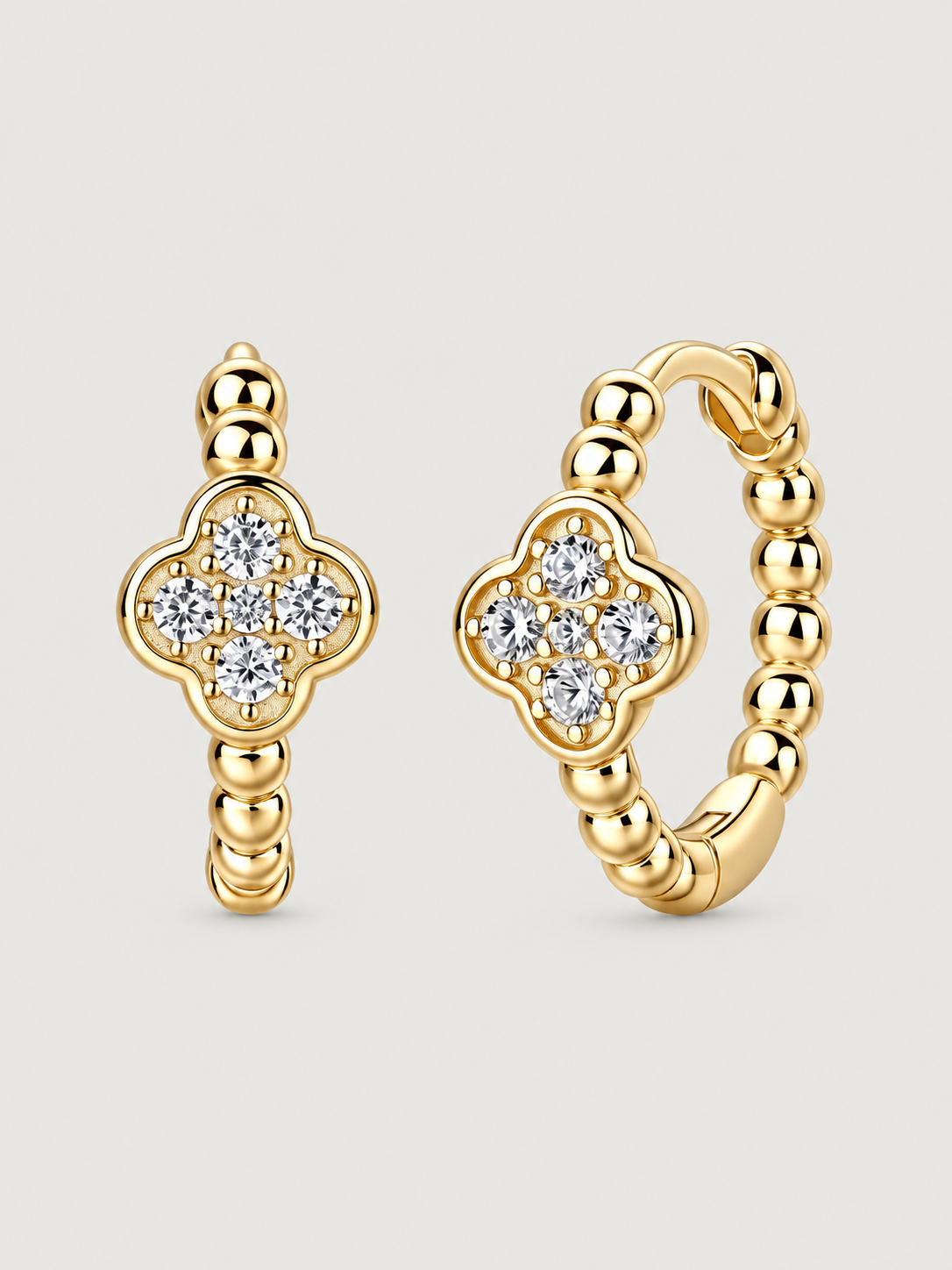 Cercei din Argint Zirconii Gold Clover Beads