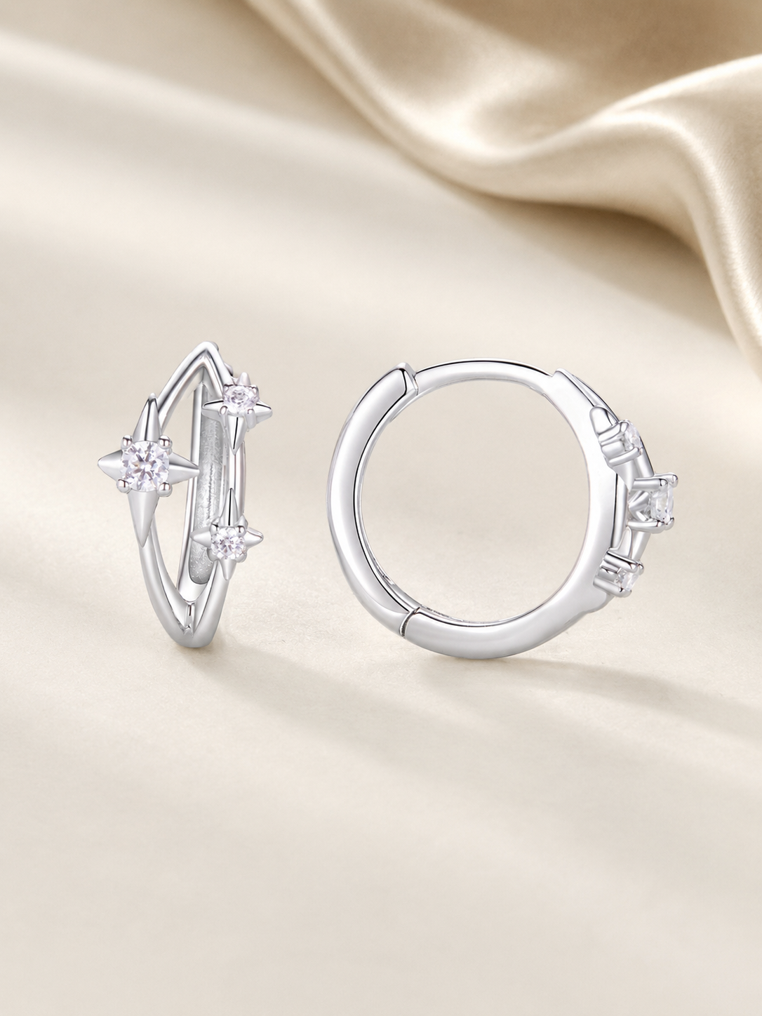 Cercei Celestial din Argint 925 cu finisaj Aur Alb 18K