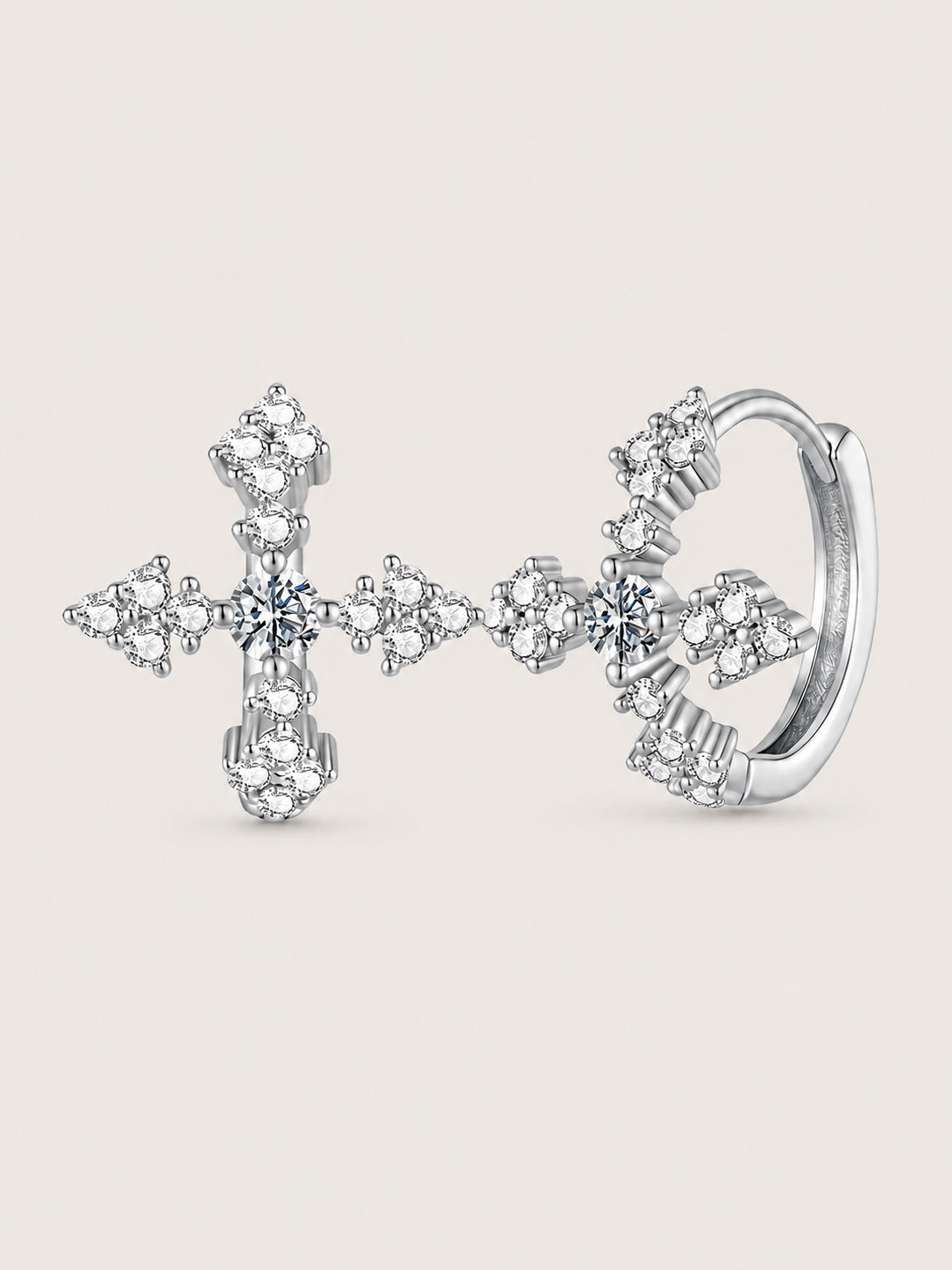 Cercei din argint Celestial Cross cu moissanite certificat GRA