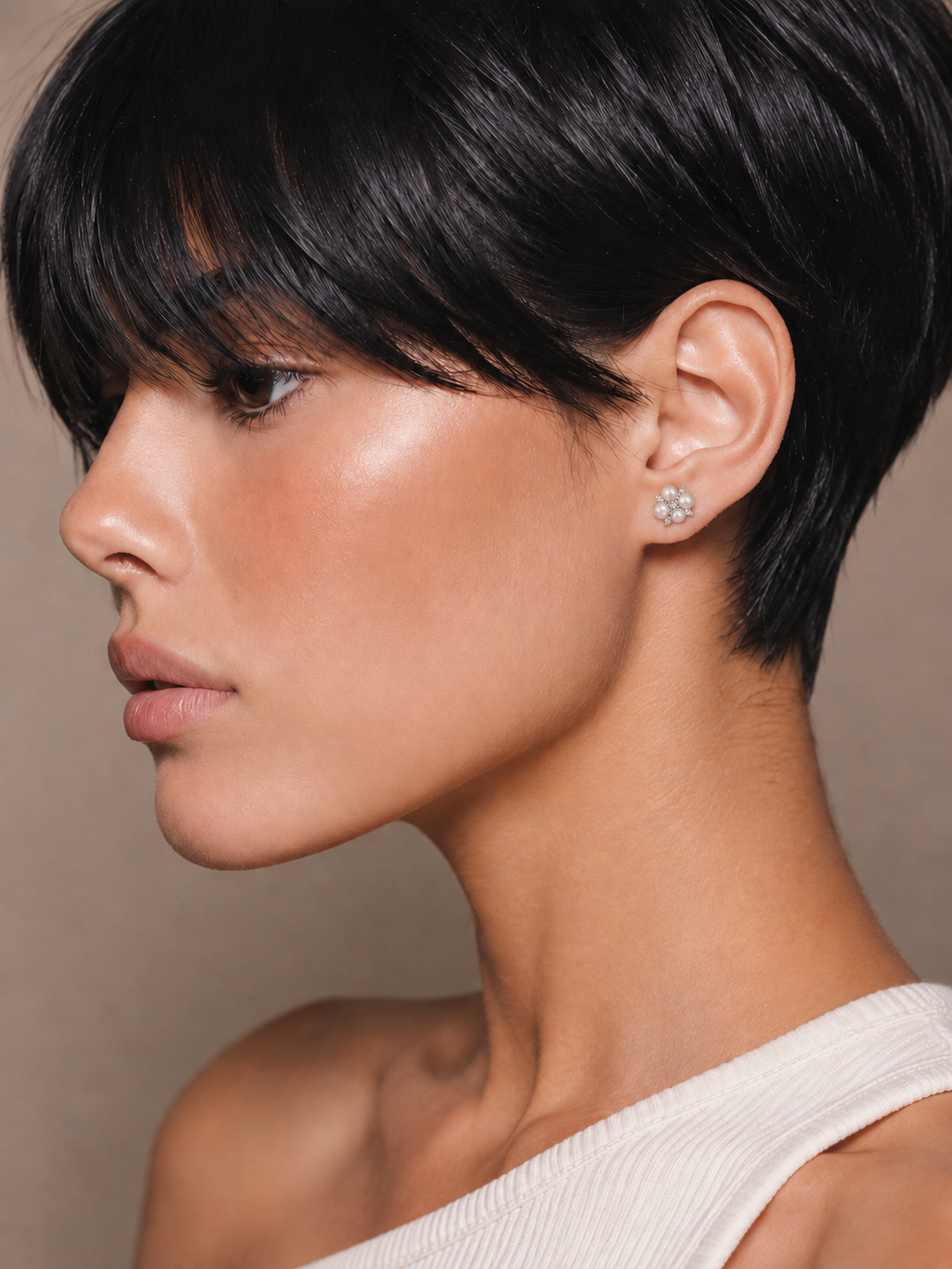 Cercei clover cu moissanite si perle naturale