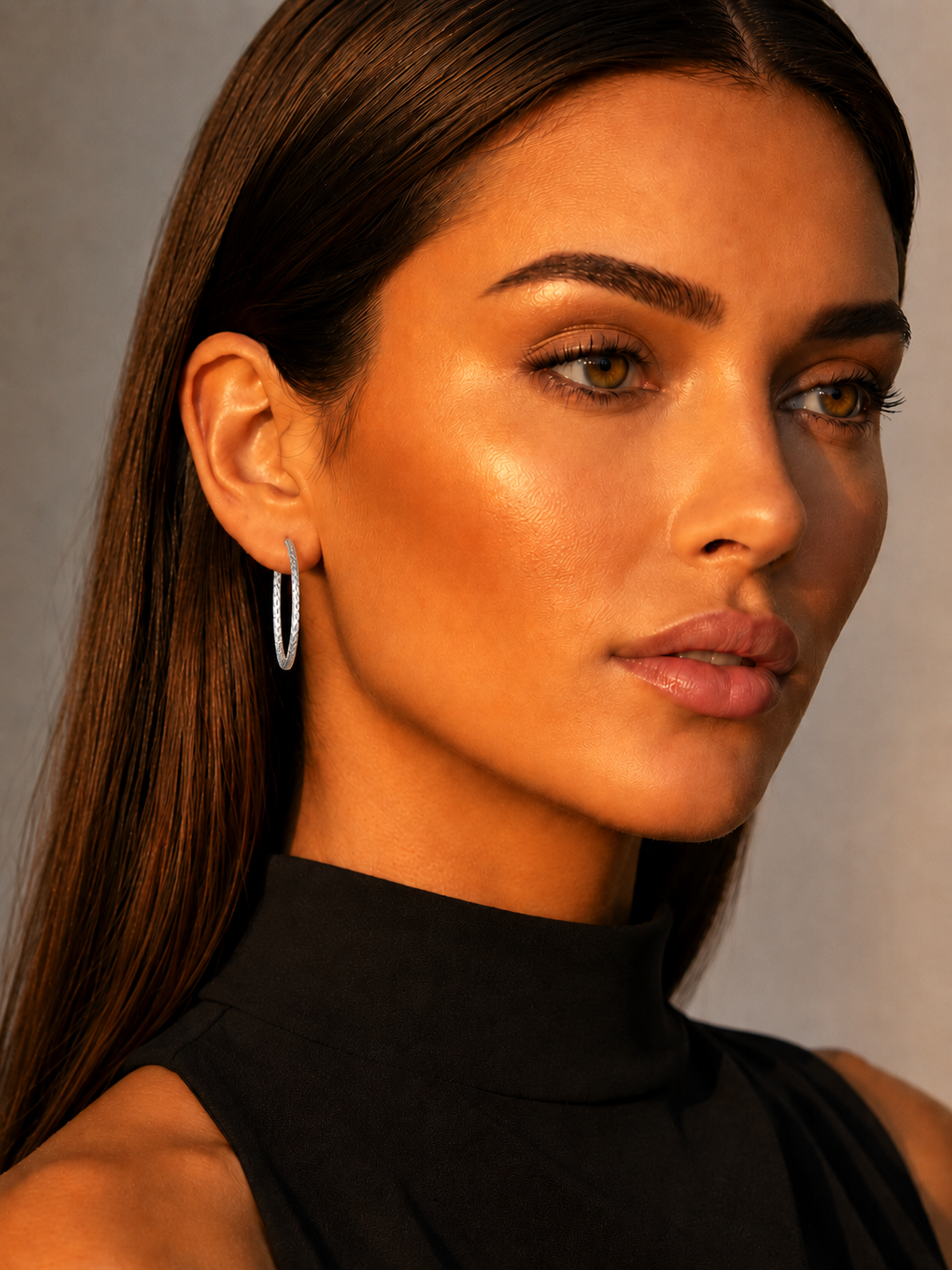 Cercei Crystal Cut din argint pentru femei pe model