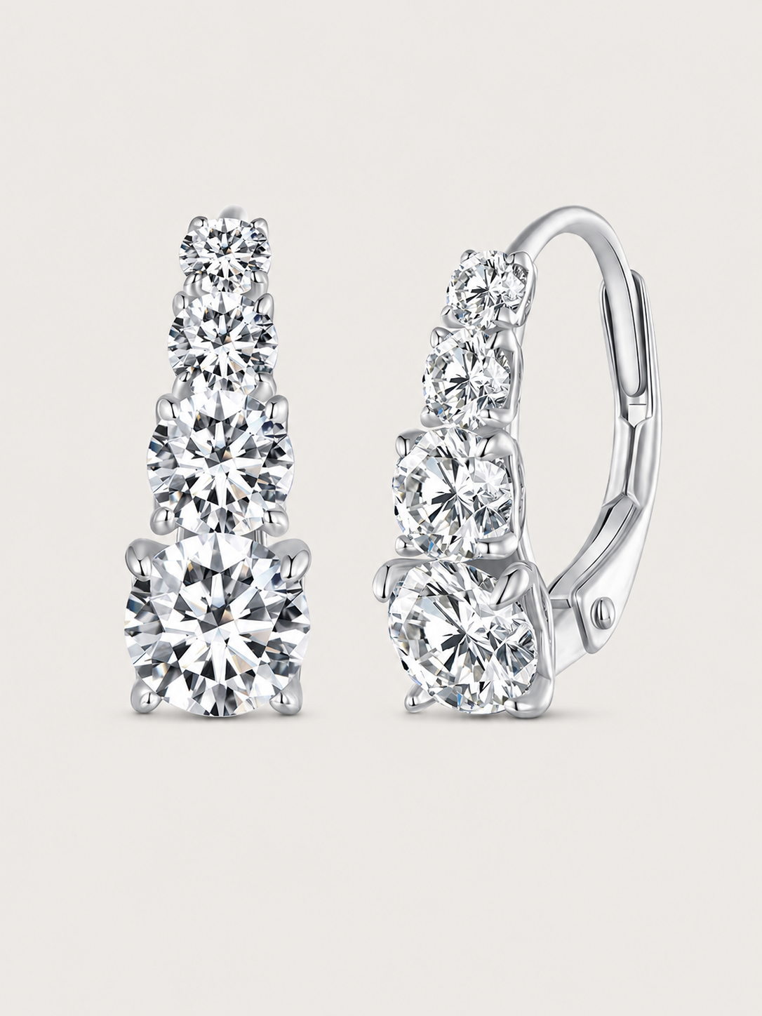 Cercei din Argint Moissanite Cascade argintii