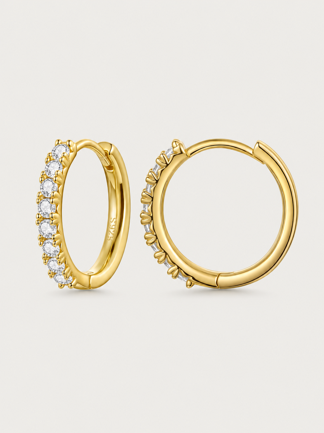 Cercei din Argint Moissanite Eternity Hoops aurii