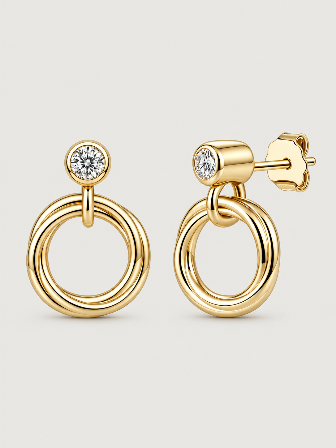 Cercei din Argint Moissanite Gold Orbit