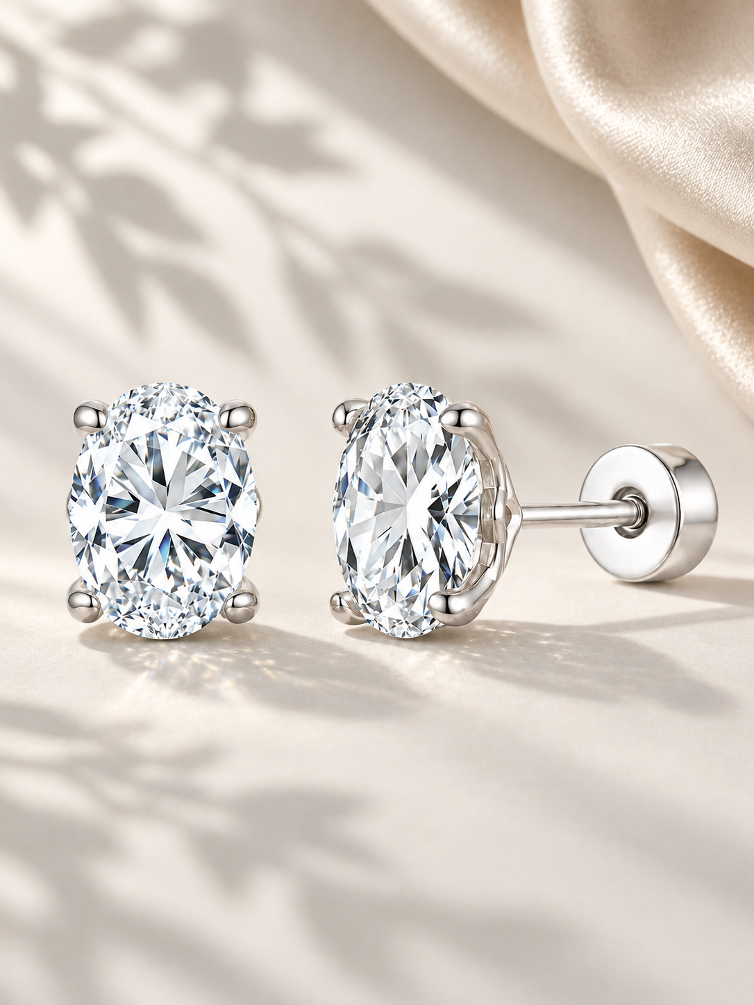 Cercei din Argint cu Moissanite Ovală 1 ct