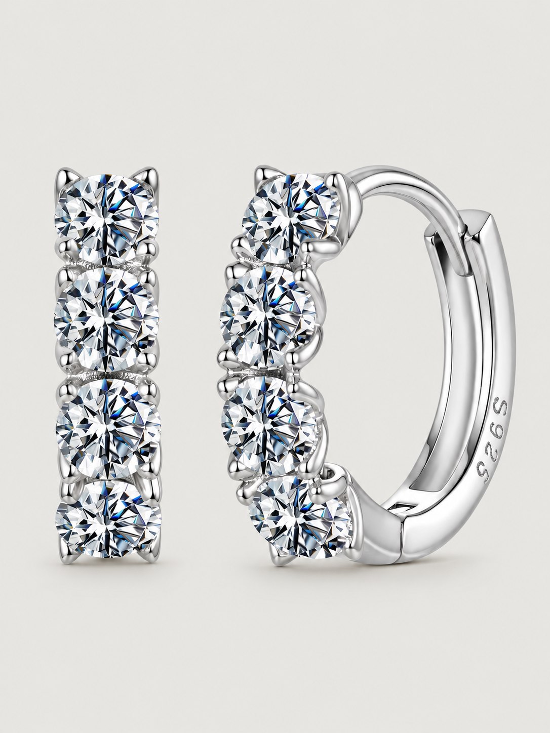 Cercei din Argint cu Moissanite Sparkling Hoop
